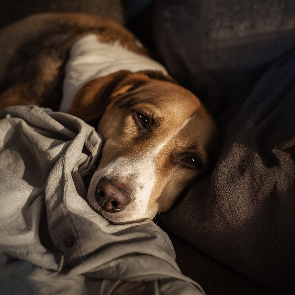 lucid-origin_A_photorealistic_dog_resting_calmly_with_its_nose_near_a_naturally_worn_cotton_s-0 lucid-origin_A_photorealistic_dog_resting_calmly_with_its_nose_near_a_naturally_worn_cotton_s-0