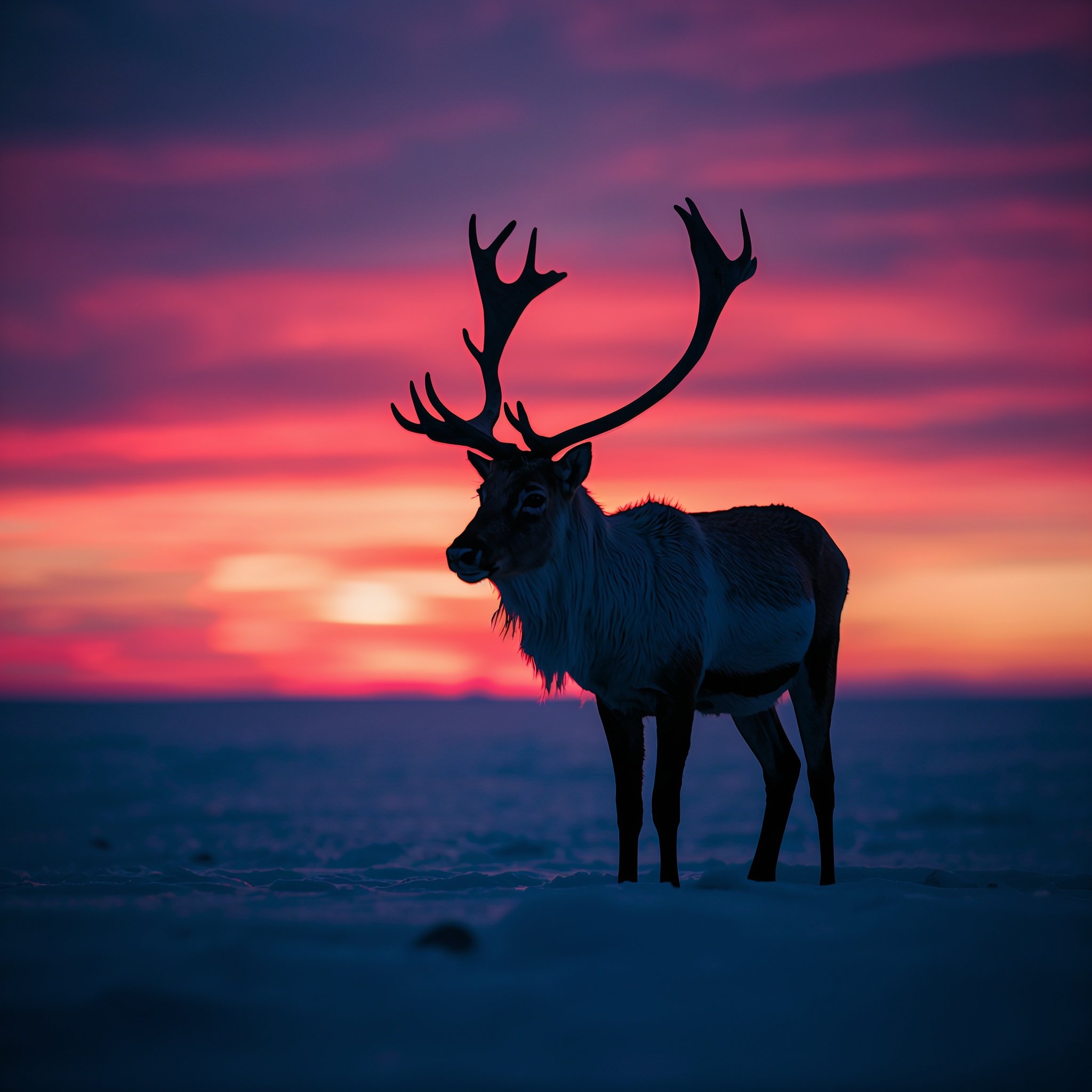 lucid-origin_A_stunning_and_vibrant_cinematic_photo_of_Reindeer_silhouette_at_polar_sunset_pi-0
