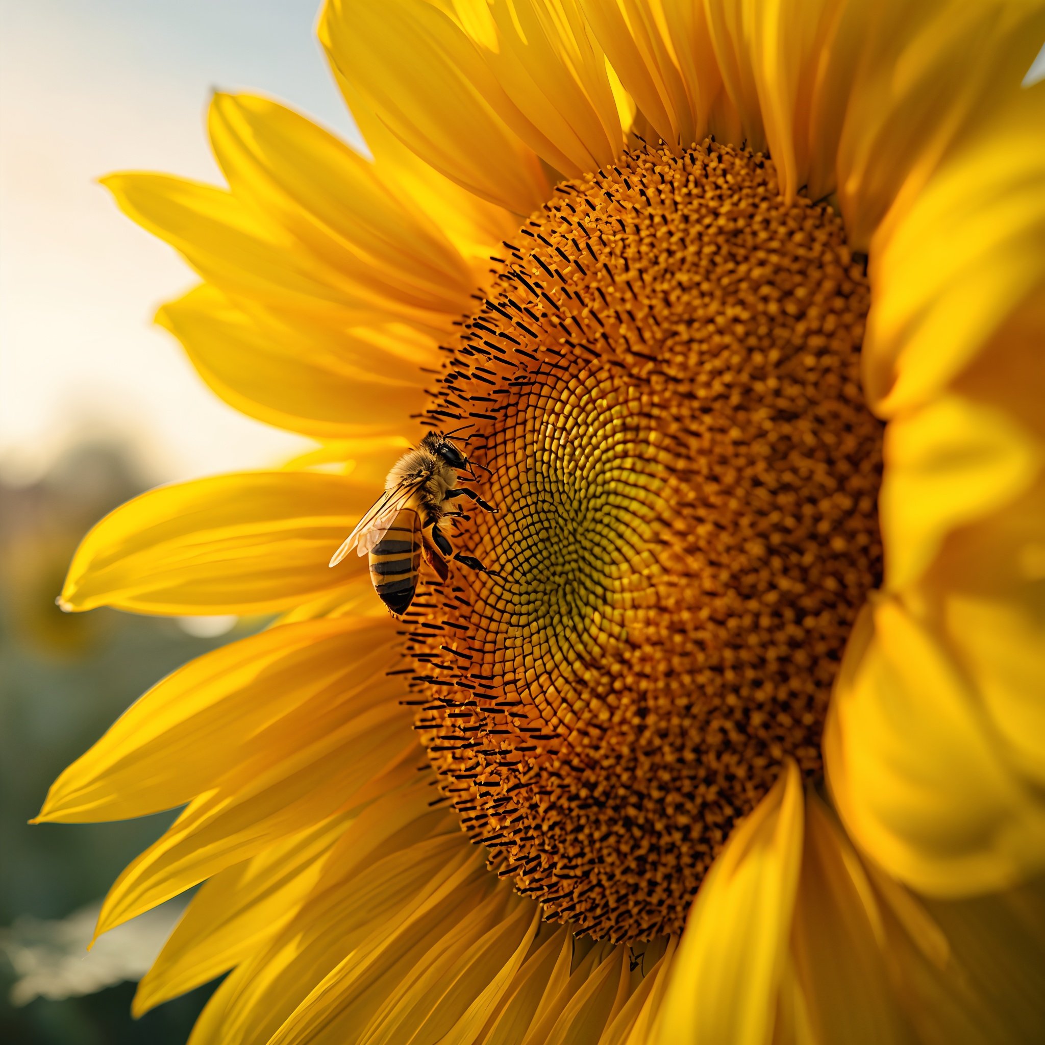 lucid-origin_Photorealistic_image_of_a_honey_bee_foraging_on_the_center_of_a_large_sunflower_-0