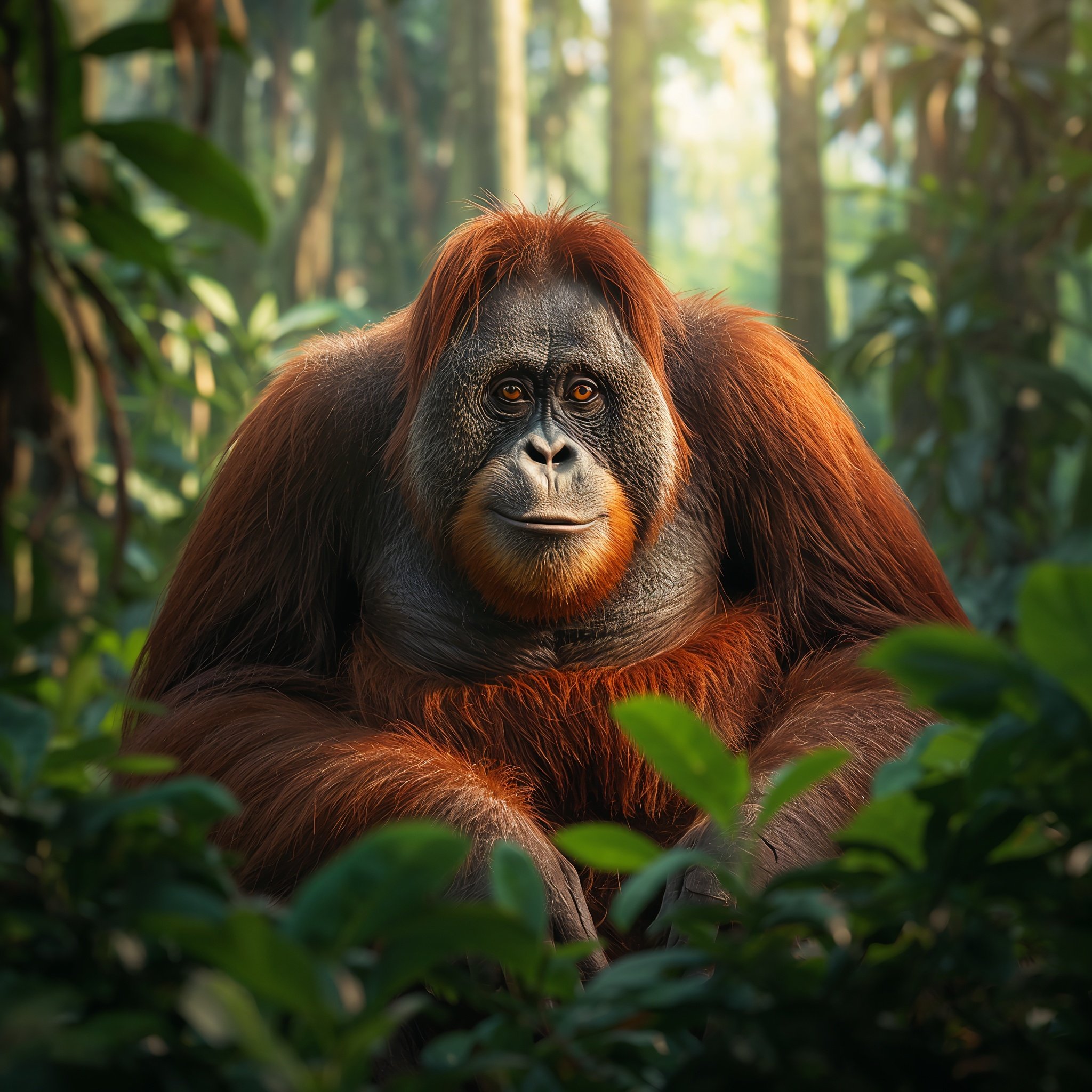 lucid-origin_Ultra-realistic_wildlife_photograph_of_an_orangutan_sitting_in_the_canopy_of_a_l-0