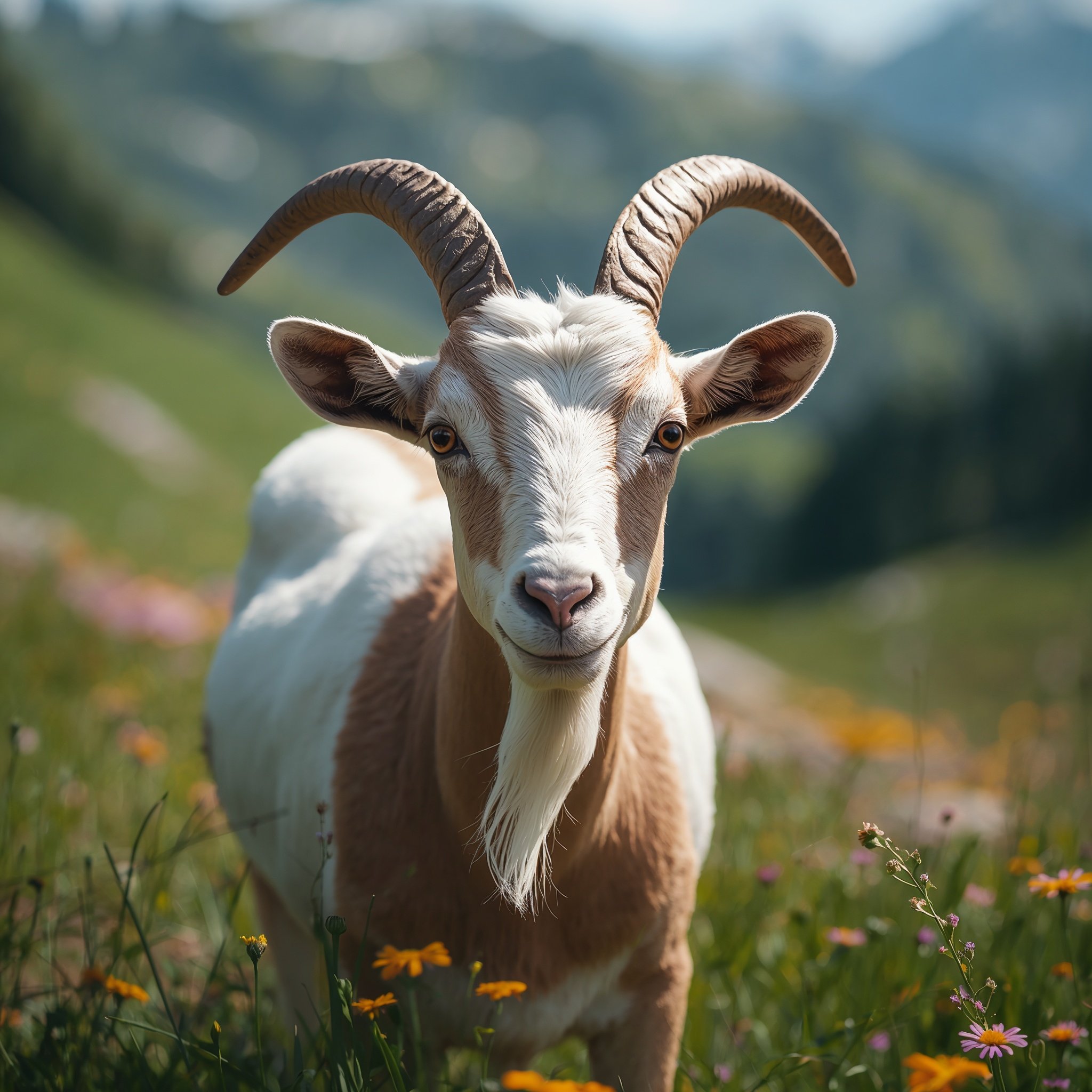 lucid-origin_Ultra-realistic_wildlife-style_photograph_of_a_beautiful_goat_standing_in_a_sunn-0
