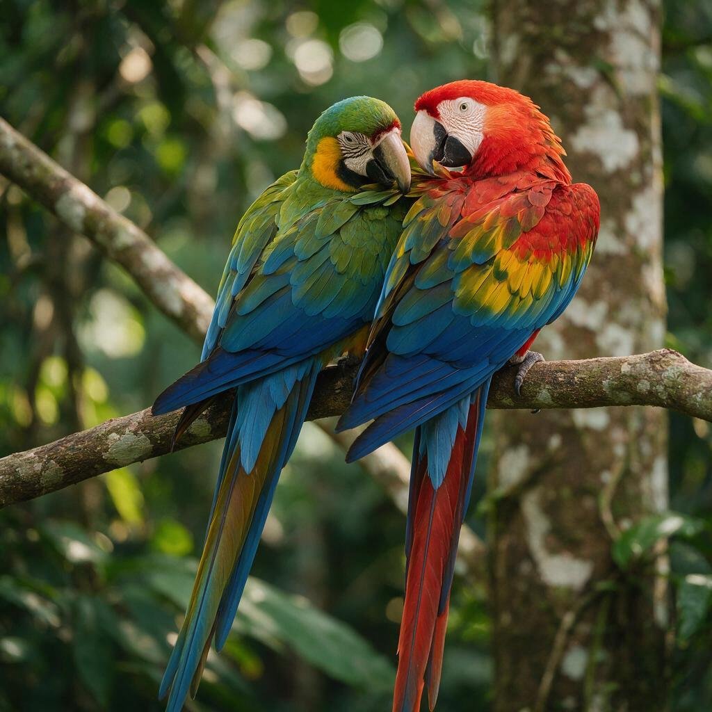 seedream-5.0-pro_A_highly_photorealistic_pair_of_macaws_perched_close_together_on_a_branch_in_the-0 seedream-5.0-pro_A_highly_photorealistic_pair_of_macaws_perched_close_together_on_a_branch_in_the-0