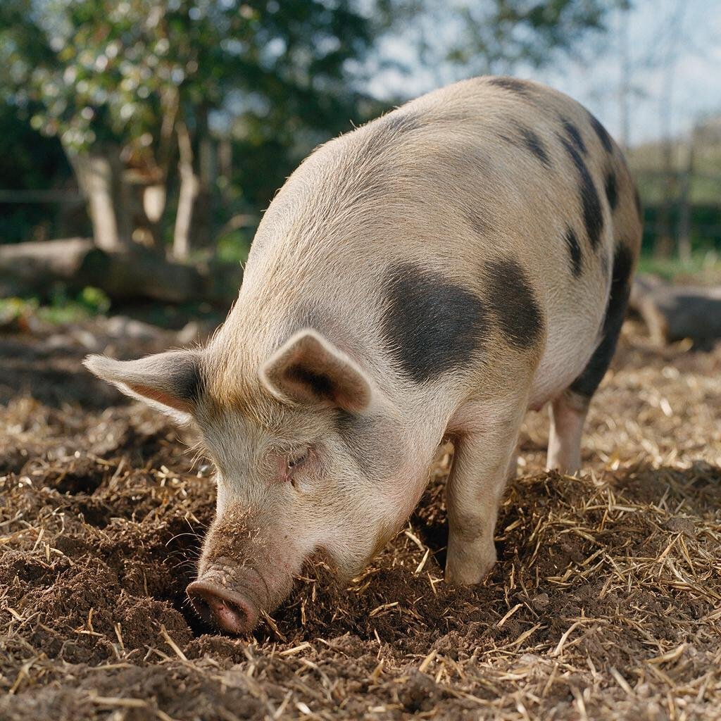 seedream-5.0-pro_A_highly_photorealistic_pig_rooting_naturally_through_soft_soil_and_straw_with_i-0