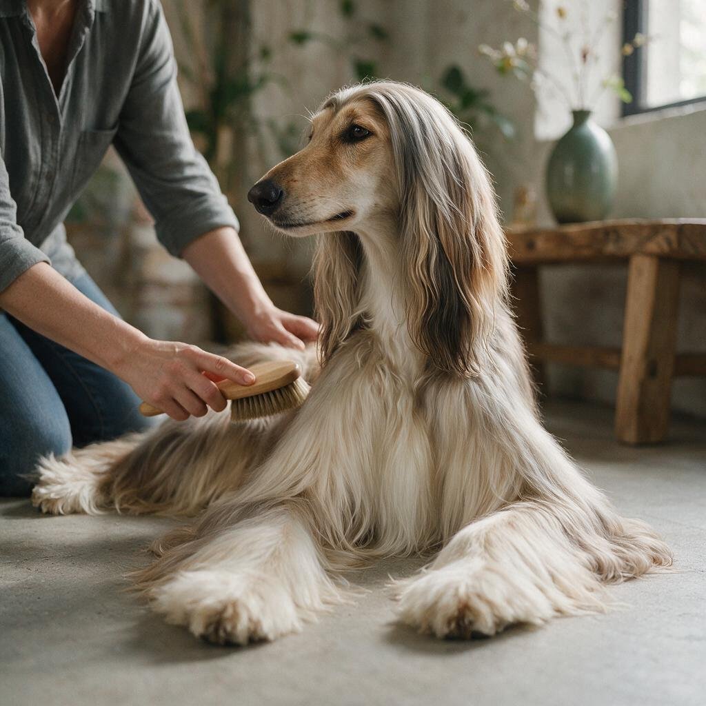 seedream-5.0-pro_A_photorealistic_Afghan_Hound_lying_calmly_while_being_gently_groomed_with_a_bru-0 seedream-5.0-pro_A_photorealistic_Afghan_Hound_lying_calmly_while_being_gently_groomed_with_a_bru-0