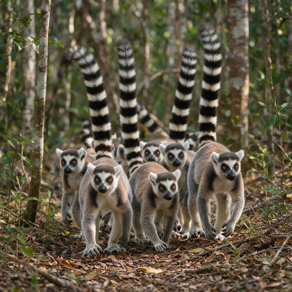 seedream-5.0-pro_A_photorealistic_troop_of_ring-tailed_lemurs_travelling_together_across_the_fore-0 seedream-5.0-pro_A_photorealistic_troop_of_ring-tailed_lemurs_travelling_together_across_the_fore-0