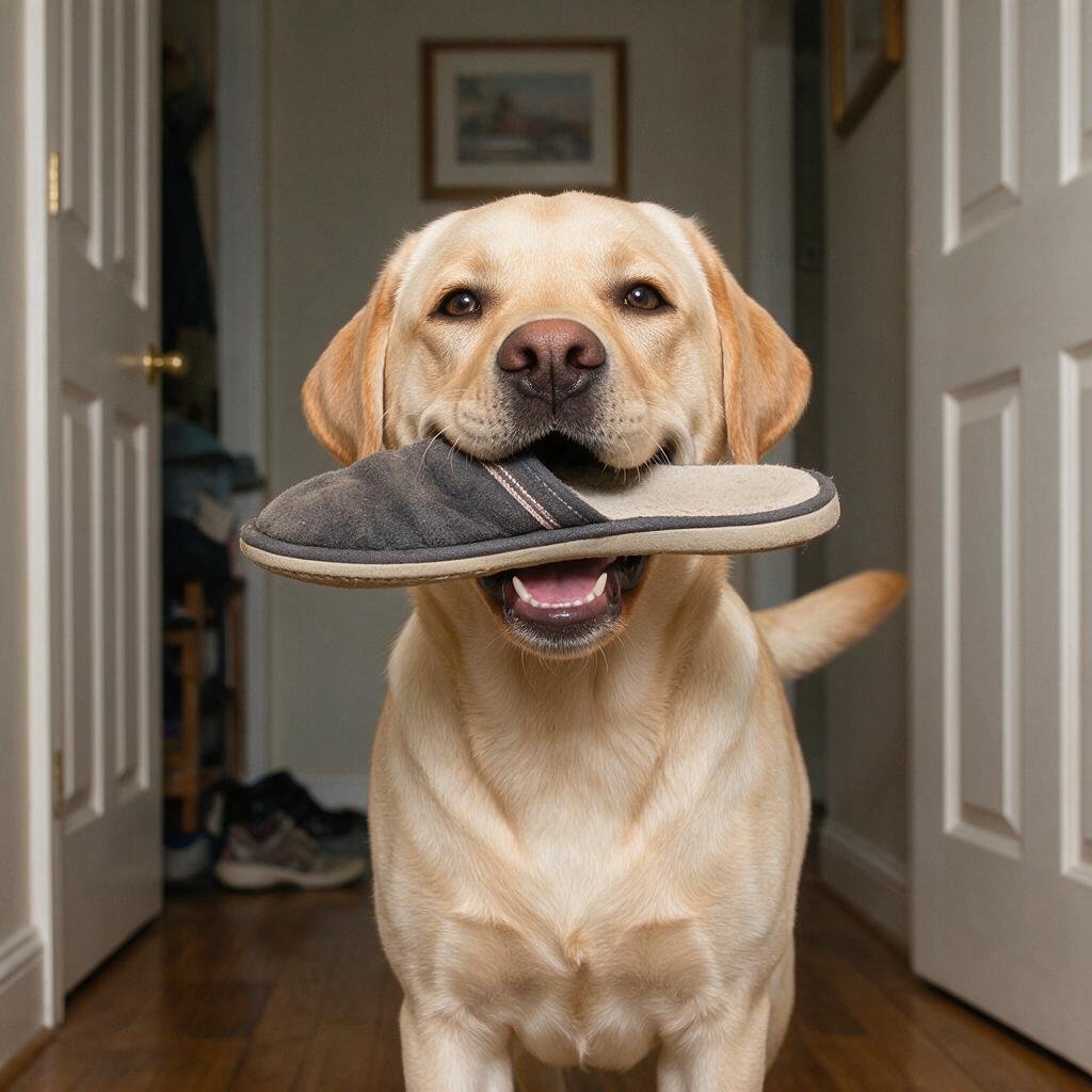 seedream-5.0-pro_A_photorealistic_young_Labrador_Retriever_happily_carrying_a_household_slipper_t-0
